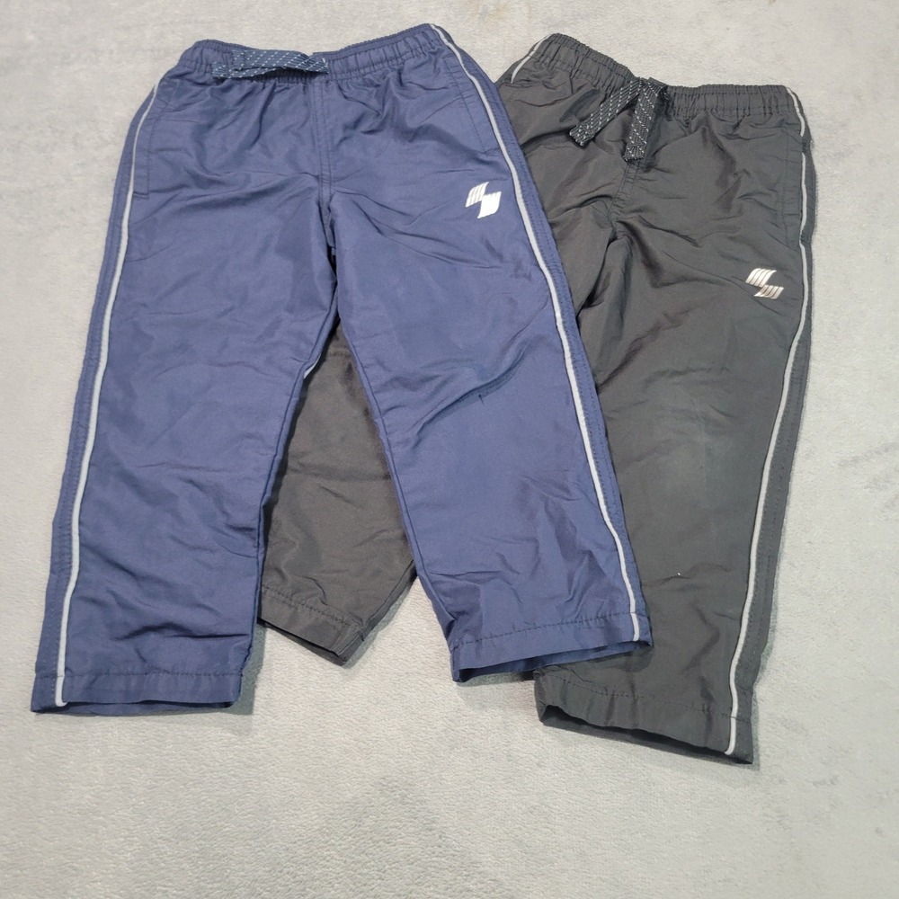 The Children's Place Track Pants Boys 3T Blue Grey Lined Windbreaker Joggers 2pk